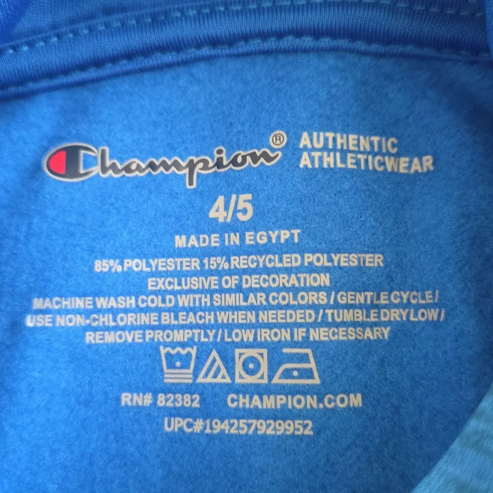 NWOT 2 PC Champion Boys Kids Hoodie Top & Black Joggers with Blue Logo Size 4/5